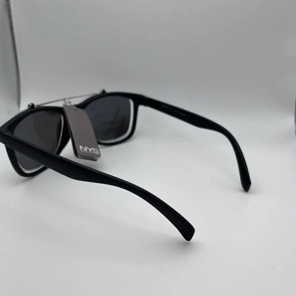 NYS Collection Womens Black Polarized Clip-on Sunglasses One Size NWT
